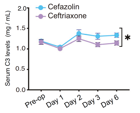 Ceftriaxone抑制C3上調(diào)、維持PF4水平，發(fā)揮認(rèn)知保護(hù)作用